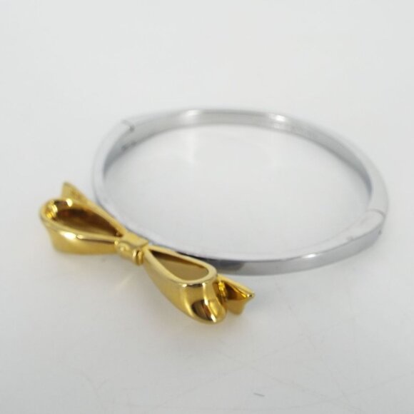 Kate Spade Silver and Gold Tone Bow Bangle Bracelet - Picture 2 of 7